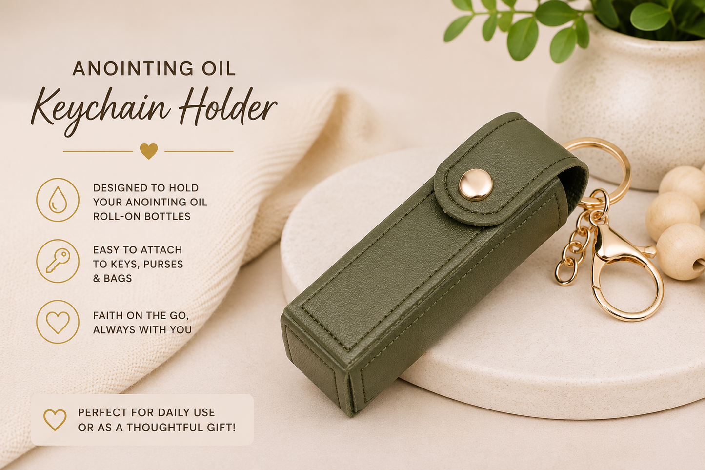 Olive Green Anointing Oil Holder
