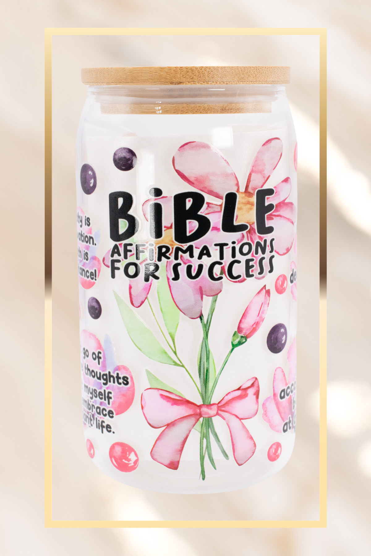 Bible Affirmations for Success - 16 oz Glass Cup