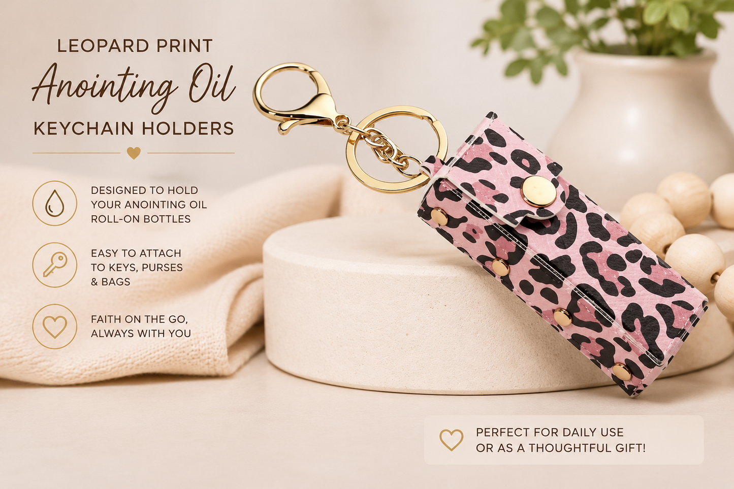 Pink Leopard Print Anointing Oil Holder