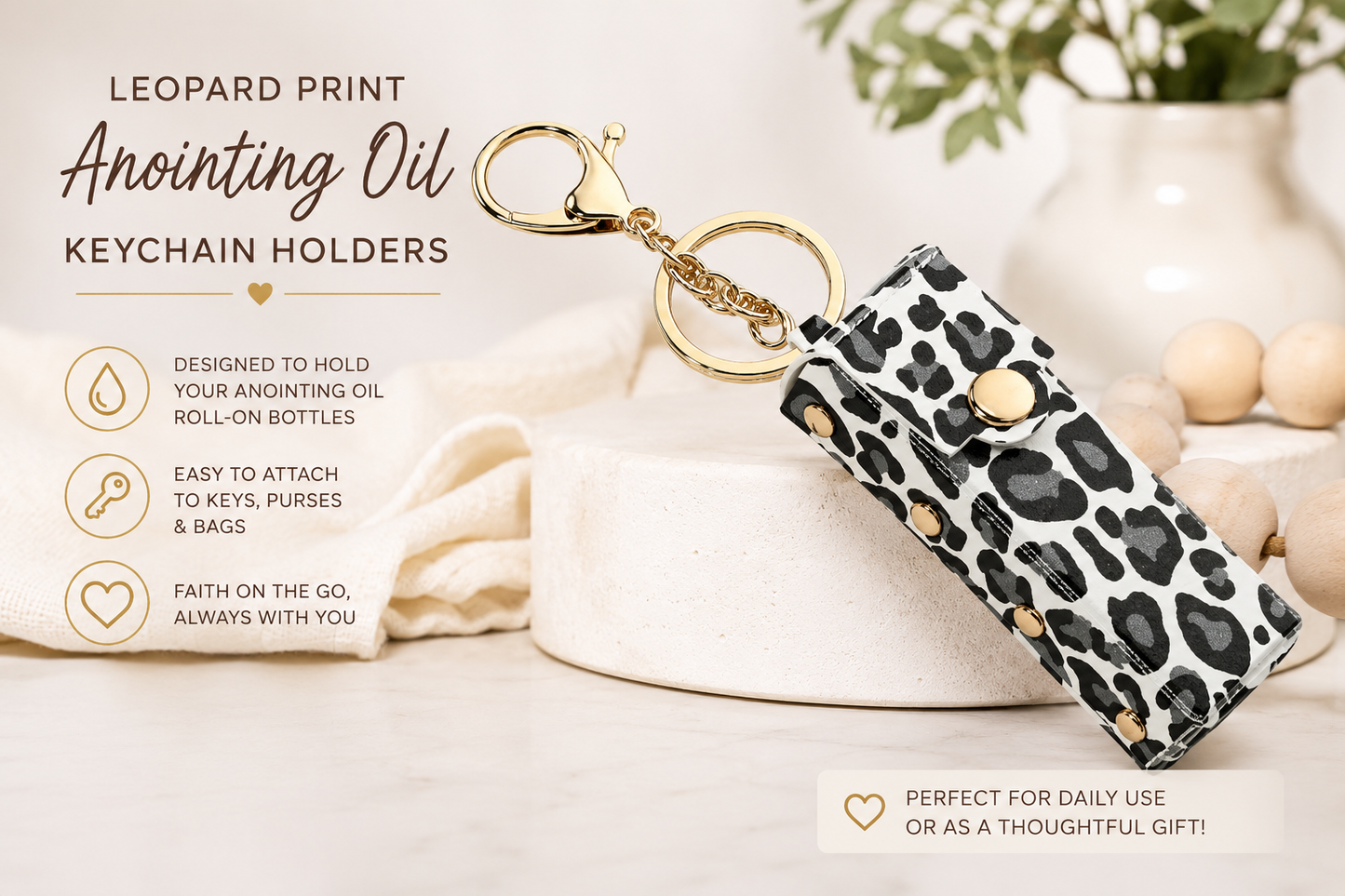 Black Leopard Print Anointing Oil Holder